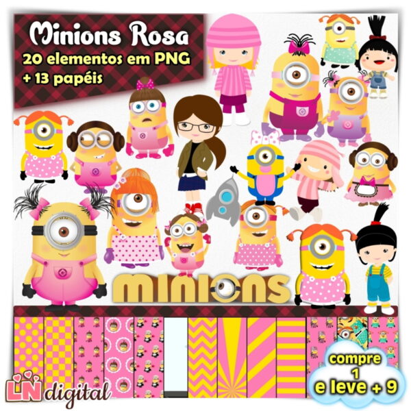 Kit Digital Minions Rosa