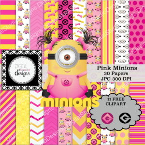 Kit Digital Minions Rosa