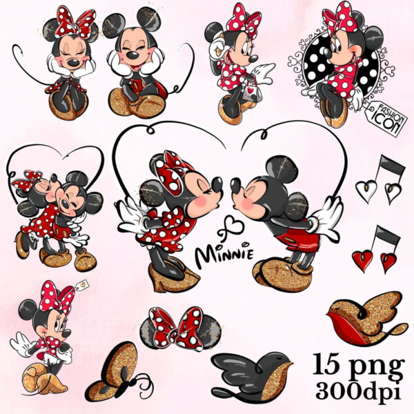 Kit Digital Minnie Aquarela Verm 001 Png Compre 1 Leve 2 - Imagem 2