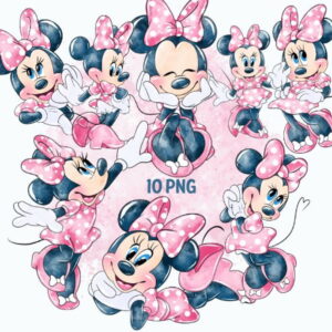 Kit Digital Minnie Rosa Aquarela 1257