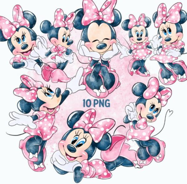 Kit Digital Minnie Rosa Aquarela 1257