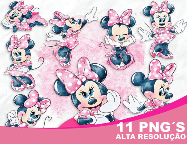 Kit Digital Minnie Rosa Aquarela