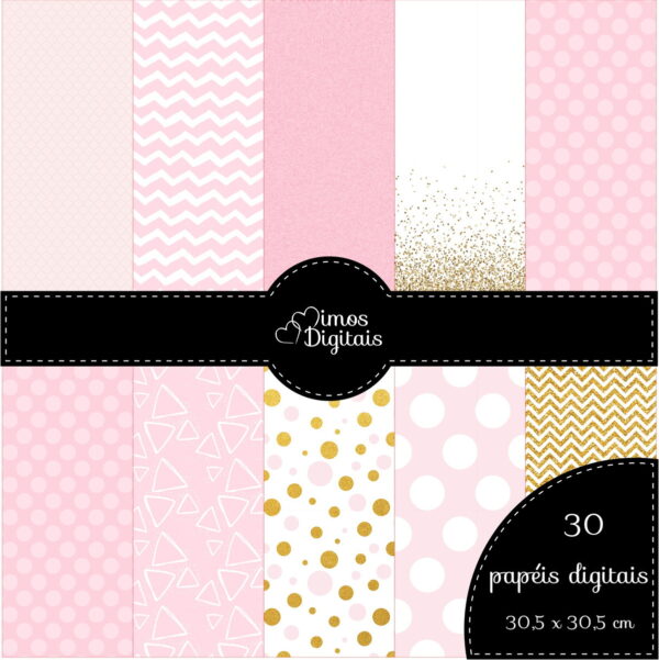 Kit Digital Minnie Rosa e Dourado - Image 3