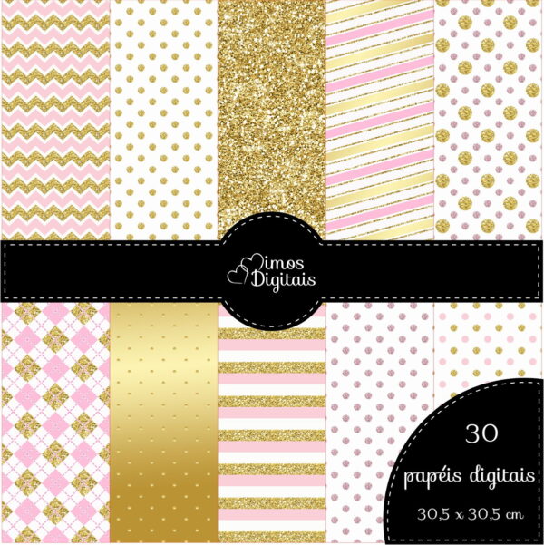 Kit Digital Minnie Rosa e Dourado - Image 4