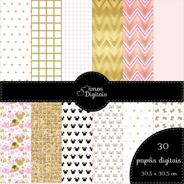 Kit Digital Minnie Rosa e Dourado - Image 5