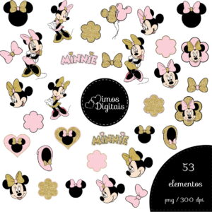 Kit Digital Minnie Rosa e Dourado