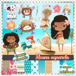 Kit Digital Moana Aquarela