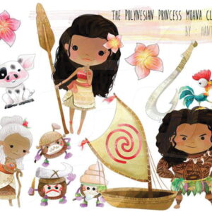 Kit Digital Moana Aquarela Scrapbook Arquivo Png