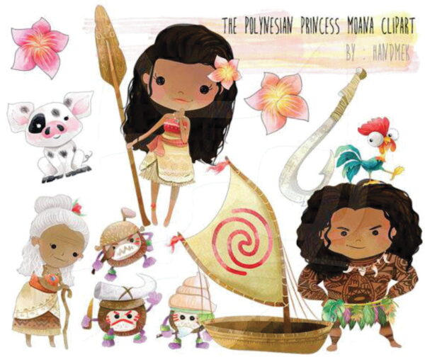 Kit Digital Moana Aquarela Scrapbook Arquivo Png