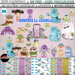Kit Digital Monstros S.a. Aquarela