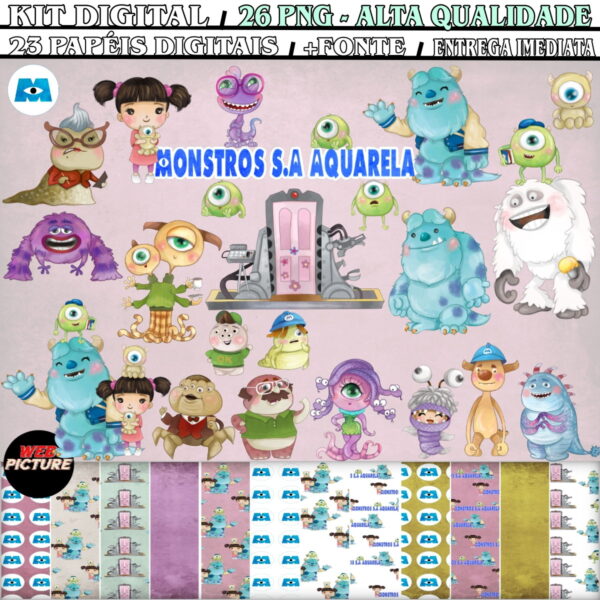 Kit Digital Monstros S.a. Aquarela