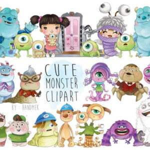 kit DIGITAL monstros s.a cute aquarela