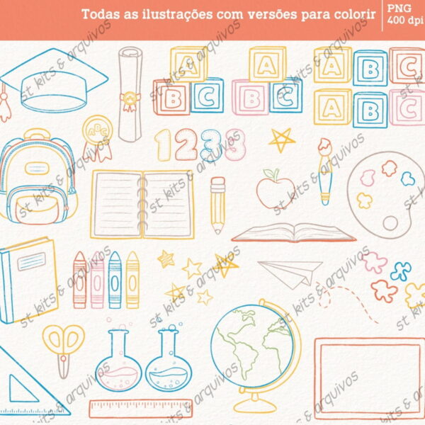 Kit Digital Mundo do Abc – Cliparts em Aquarela - Imagem 3