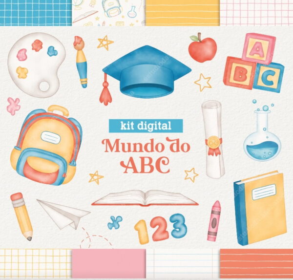 Kit Digital Mundo do Abc – Cliparts em Aquarela