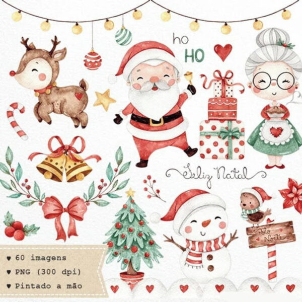 Kit Digital Natal Aquarela #0010