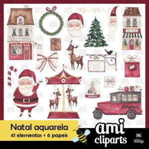 Kit Digital Natal Aquarela #01
