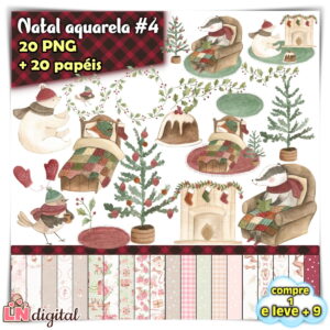 Kit Digital Natal Aquarela #4