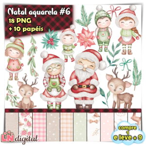 Kit Digital Natal Aquarela #6