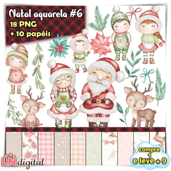 Kit Digital Natal Aquarela #6