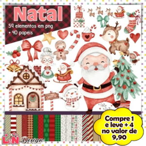 Kit Digital Natal Aquarela