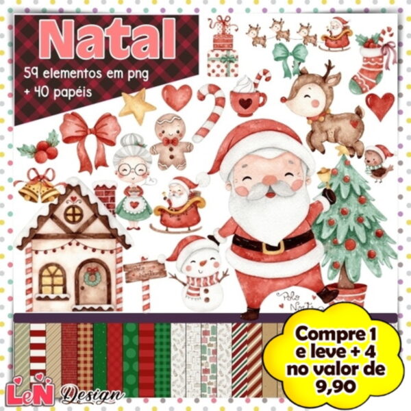 Kit Digital Natal Aquarela
