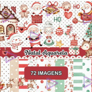 Kit Digital Natal Aquarela Arquivo Png o Mais Vendido Top