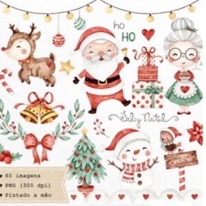 Kit Digital Natal Aquarelado