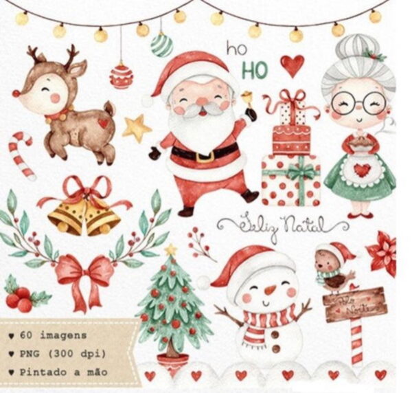 Kit Digital Natal Aquarelado