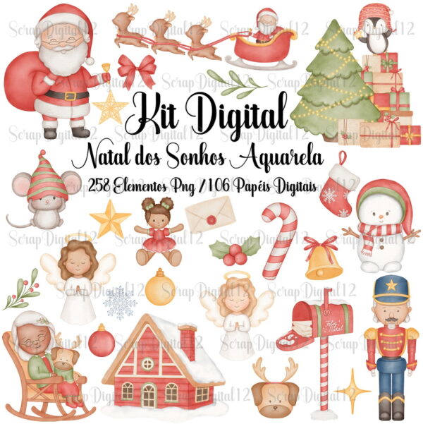 Kit Digital - Natal dos Sonhos Aquarela