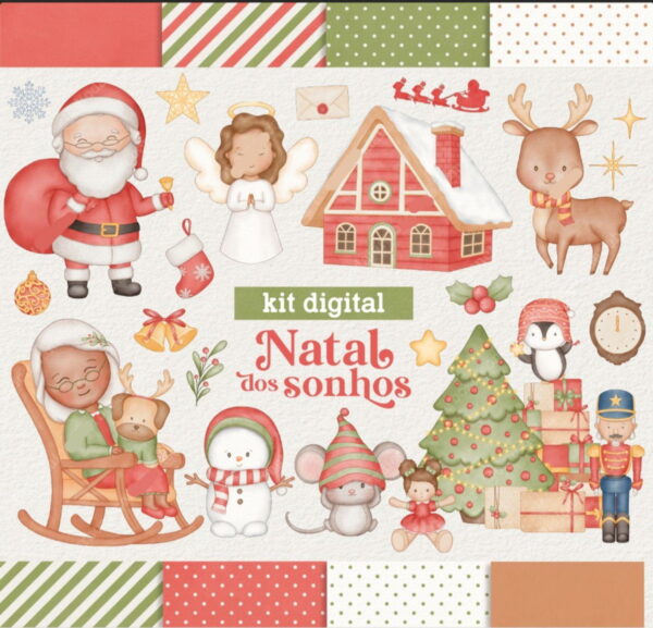 Kit Digital Natal dos Sonhos - Cliparts em Aquarela