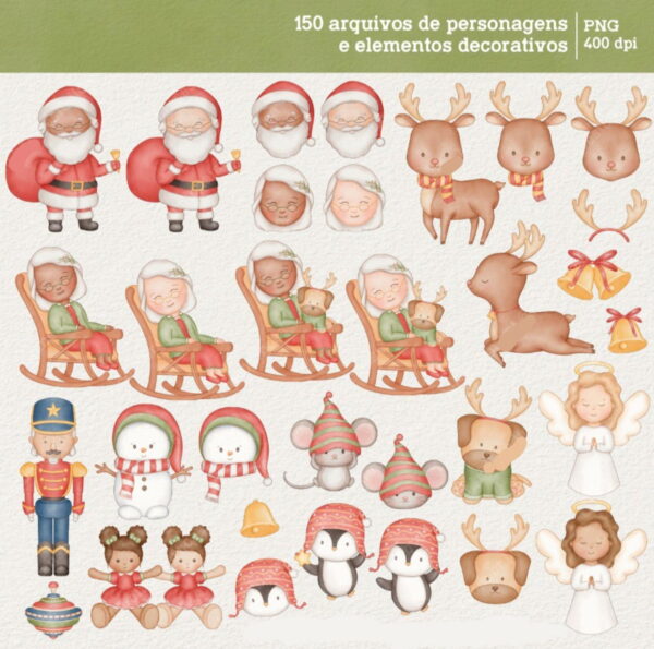 Kit Digital Natal dos Sonhos - Cliparts em Aquarela - Imagem 2