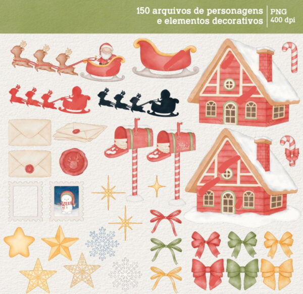 Kit Digital Natal dos Sonhos - Cliparts em Aquarela - Imagem 4