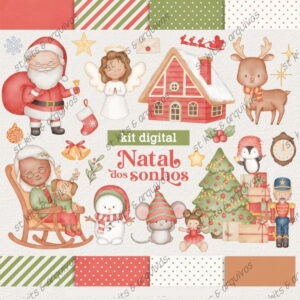 Kit Digital Natal dos Sonhos em Aquarela