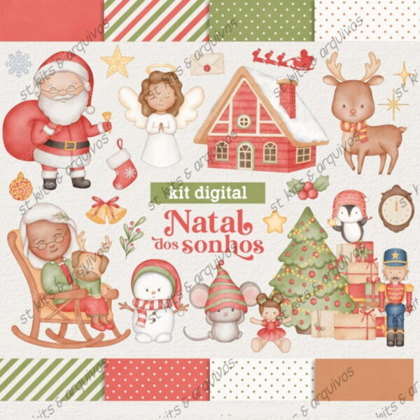 Kit Digital Natal dos Sonhos em Aquarela