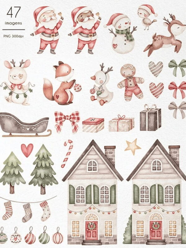 Kit Digital Natal Mágico em Aquarela - Lançamento - Imagem 2