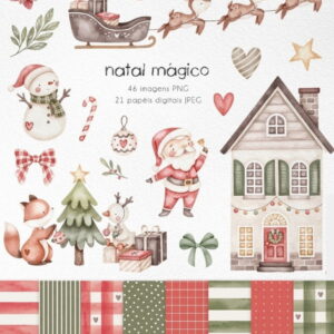 Kit Digital Natal Mágico em Aquarela - Lançamento