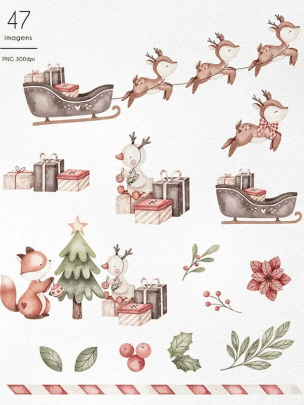 Kit Digital Natal Mágico em Aquarela - Lançamento - Imagem 3