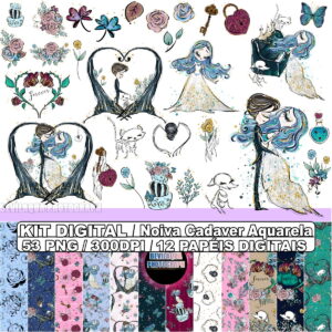 Kit Digital Noiva Cadáver Aquarela