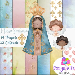 Kit digital Nossa Senhora Aparecida aquarela
