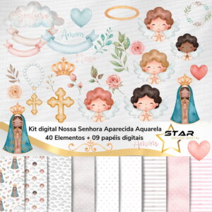 Kit Digital Nossa Senhora Aparecida Aquarela