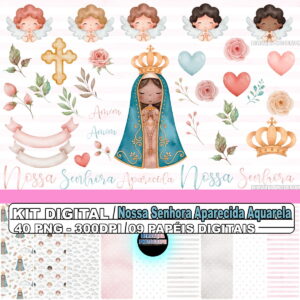 Kit Digital Nossa Senhora Aparecida Aquarela