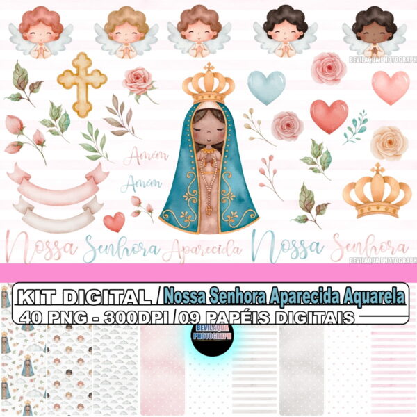 Kit Digital Nossa Senhora Aparecida Aquarela