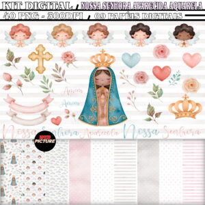Kit Digital Nossa Senhora Aparecida Aquarela