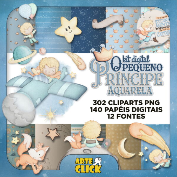 Kit Digital o Pequeno Príncipe Aquarela