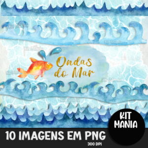Kit Digital Ondas do Mar Aquarela