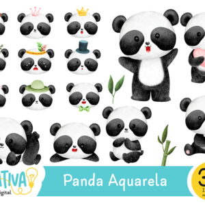 Kit Digital - Panda Aquarela