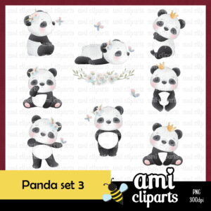 Kit Digital Panda aquarela #03