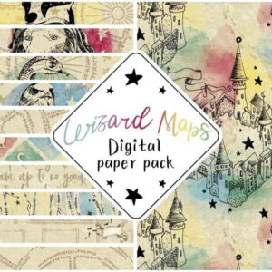 Kit Digital - Papéis Digitais Mapas Mágicos