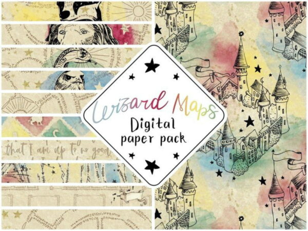 Kit Digital - Papéis Digitais Mapas Mágicos