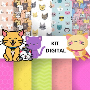 Kit Digital Papéis Gatinhos